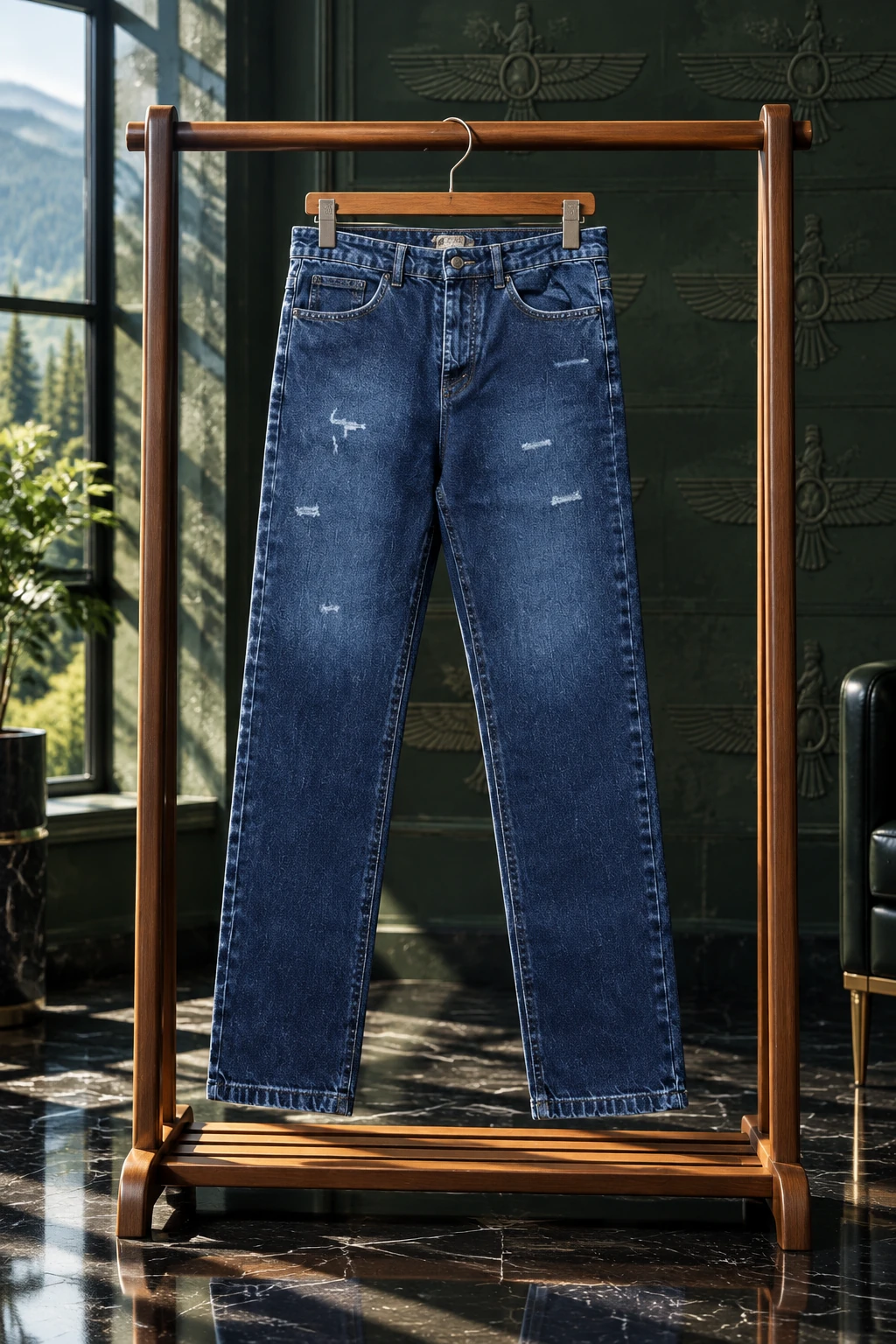 شلوار جین مام فیت برند ZARA  - آبی روشن,36
