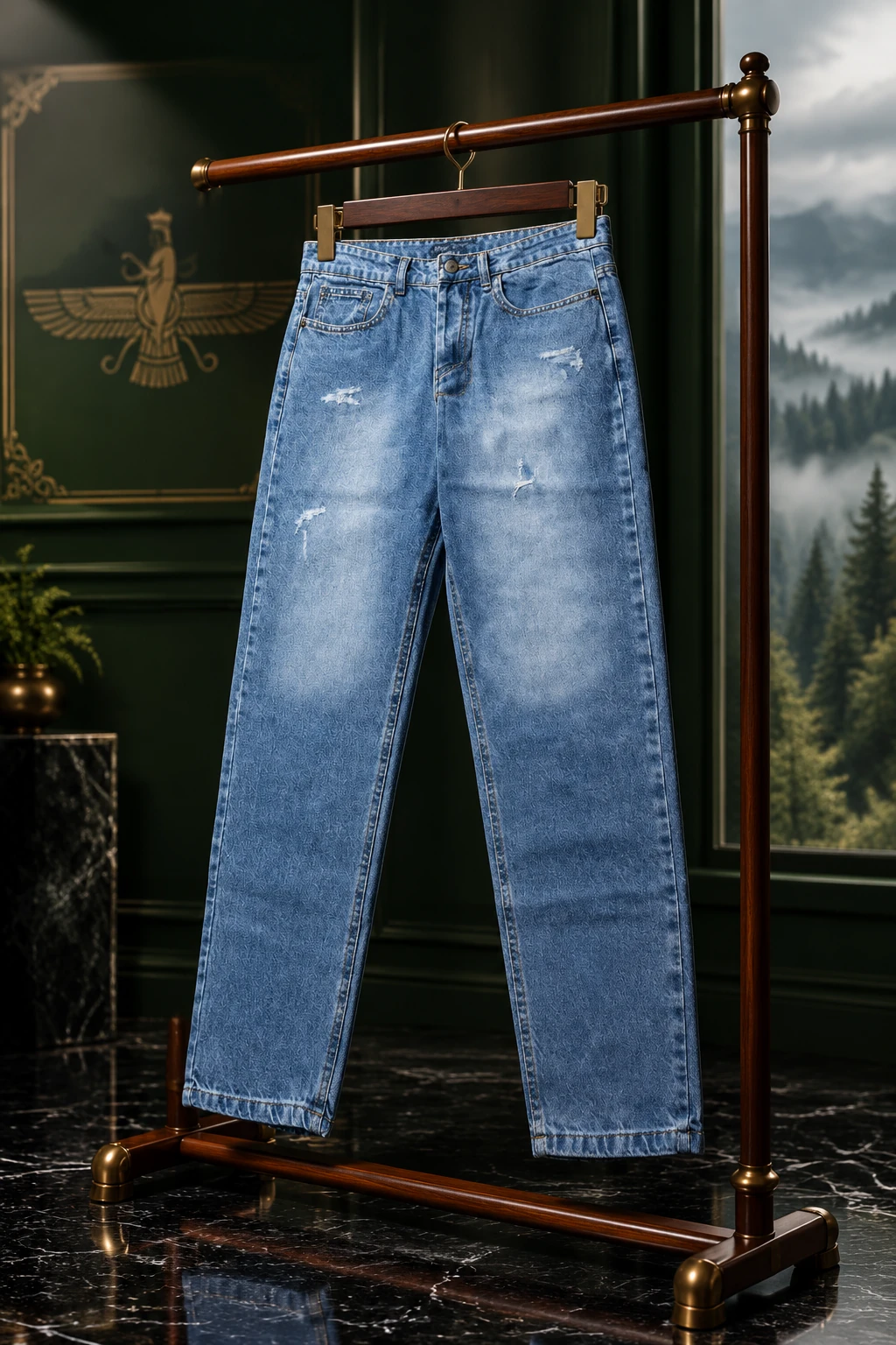 شلوار جین مام فیت برند ZARA  - 33,آبی